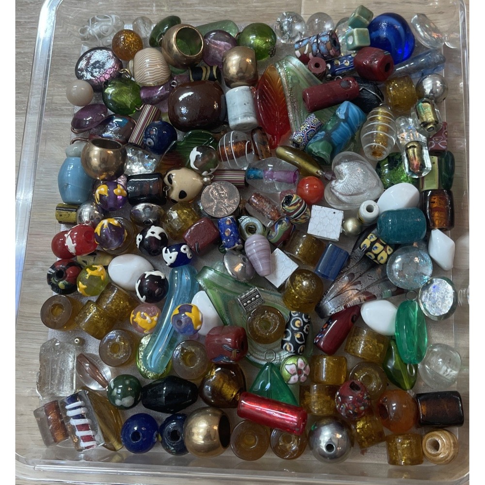 Vintage Large Jewelry Making Lot Mostly Glass Beads 1lb 11oz